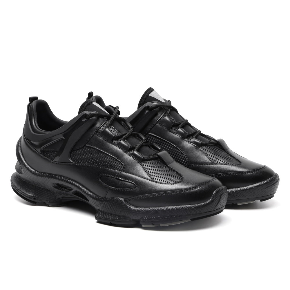 7CM / 2.76 Inches CMR CHAMARIPA Elevator Shoes For Men - Black Leather Sneakers That Make You Taller