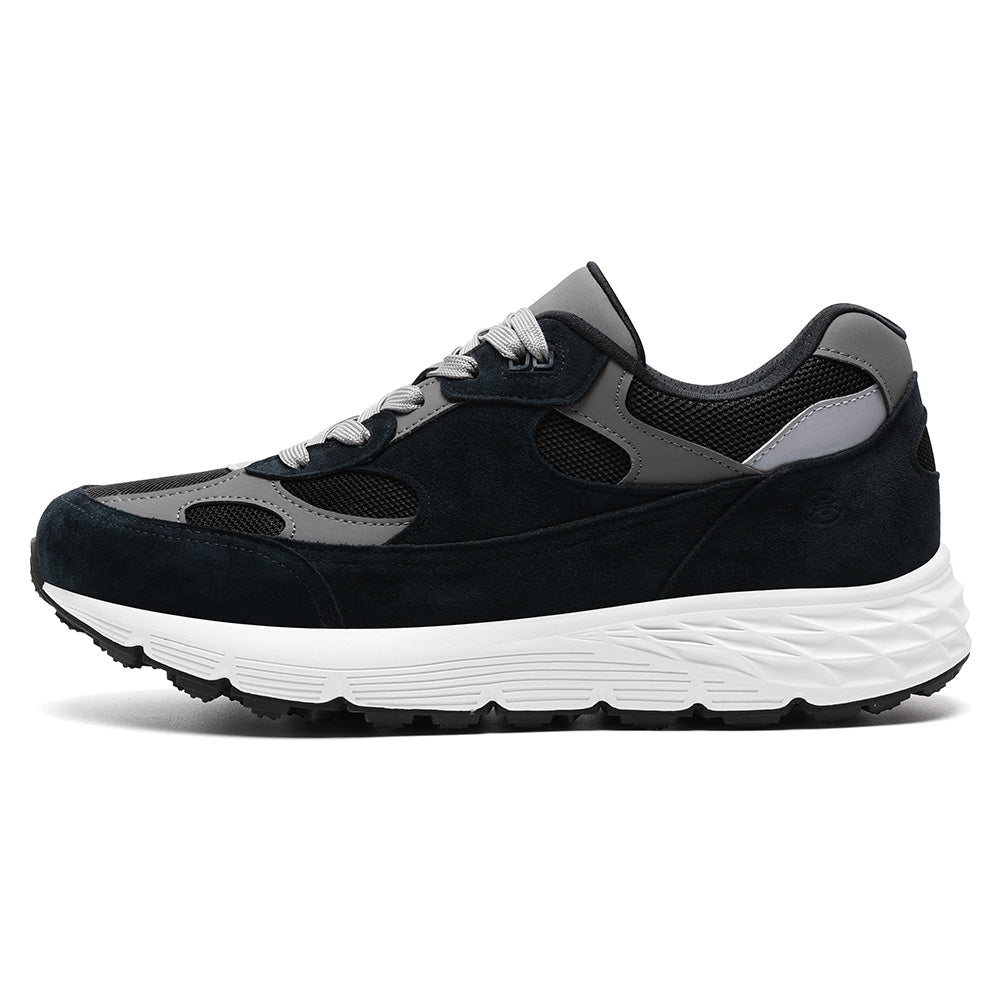 7CM / 2.76 Inches CMR CHAMARIPA Men’s Elevator Sneakers | Black Mesh & Suede Sport Shoes
