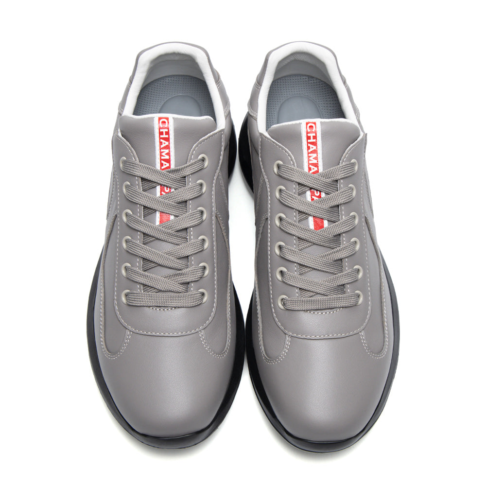 7CM / 2.76 Inches CMR CHAMARIPA Men's Height Increase Shoes - Gray Leather Trainers That Make You Taller
