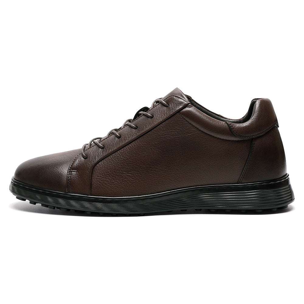 6CM / 2.36 Inches CMR CHAMARIPA Invisible Height Increase Shoes | Brown Leather Men's Casual Elevator Shoes