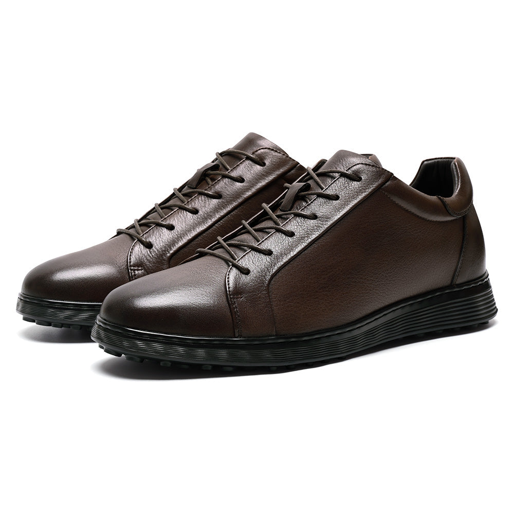6CM / 2.36 Inches CMR CHAMARIPA Invisible Height Increase Shoes | Brown Leather Men's Casual Elevator Shoes