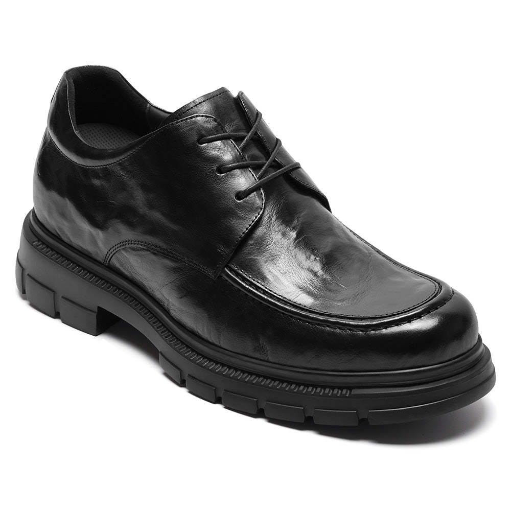 8CM / 3.15 Inches CMR CHAMARIPA Elevator Dress Shoes For Men | Black Leather Business Casual Shoes