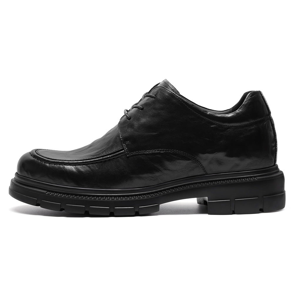 8CM / 3.15 Inches CMR CHAMARIPA Elevator Dress Shoes For Men | Black Leather Business Casual Shoes