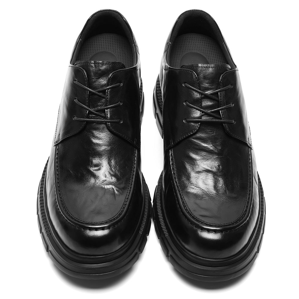 8CM / 3.15 Inches CMR CHAMARIPA Elevator Dress Shoes For Men | Black Leather Business Casual Shoes