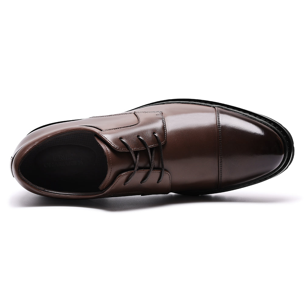 7CM / 2.76 Inches CHAMARIPA Men’s Elevator Dress Shoes | Brown Leather Derby Shoes