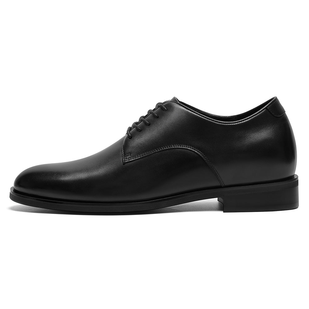 7 CM / 2.76 Inches CMR CHAMARIPA Mens Raised Shoes | Black Leather Plain Toe Derby Shoes