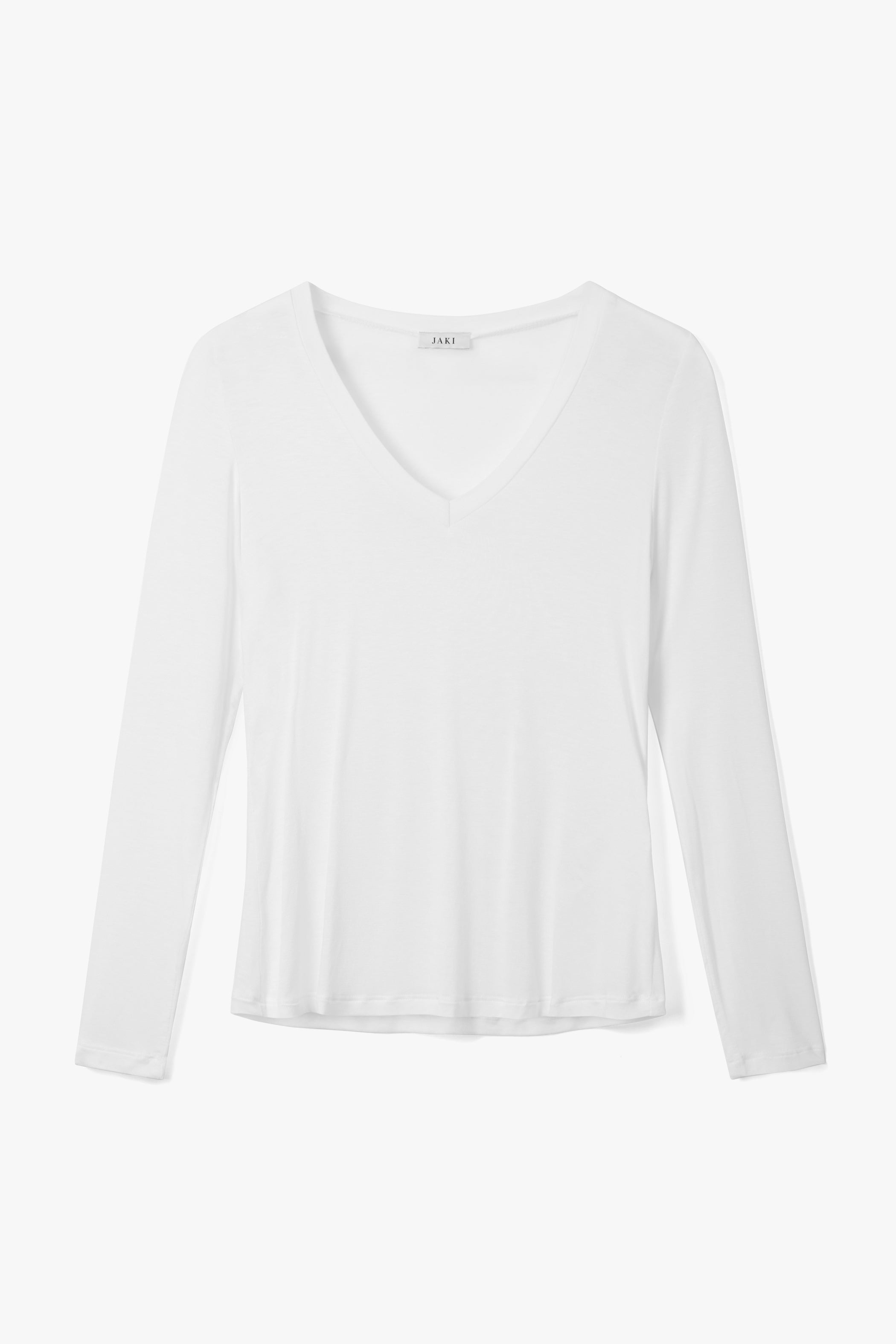 Sylvie V Neck Featherweight Top | White | Modal-Silk