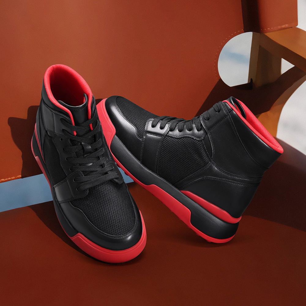 8CM / 3.15 Inches CMR CHAMARIPA Elevator Shoes For Men | Black Mesh Height Increasing Sneakers