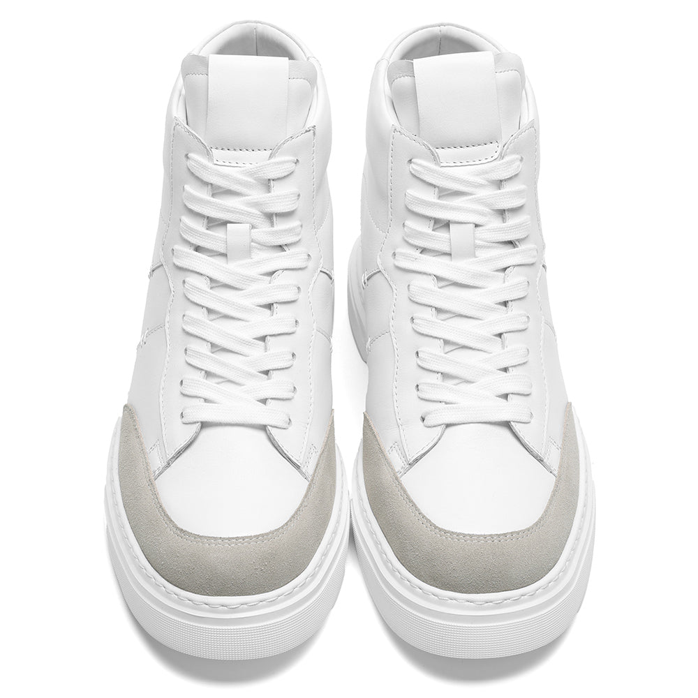 10 CM / 3.94 Inches CMR CHAMARIPA Sneakers That Add Height For Men | Soft Leather Off-White High-Top Sneakers