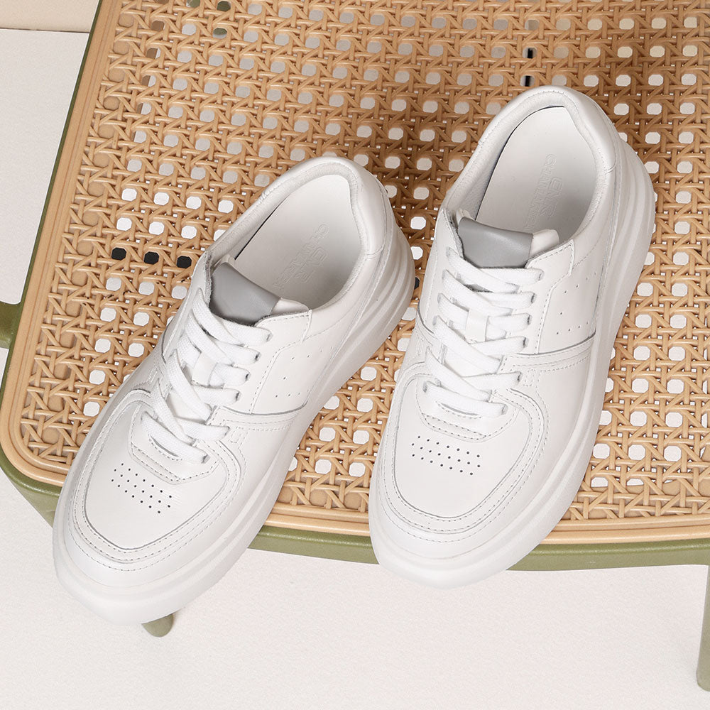 8 CM / 3.15 Inches CMR CHAMARIPA Elevator Sneakers For Women | White Leather Chunky Trainers