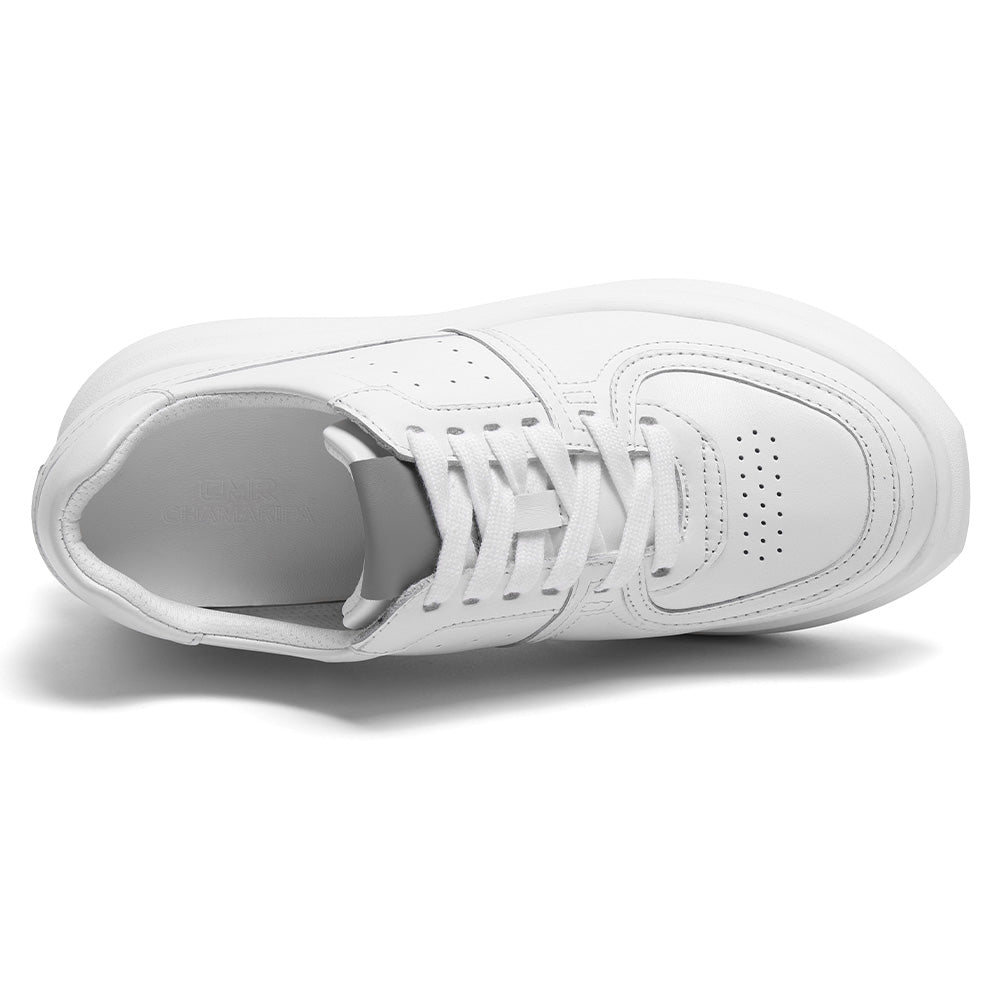 8 CM / 3.15 Inches CMR CHAMARIPA Elevator Sneakers For Women | White Leather Chunky Trainers