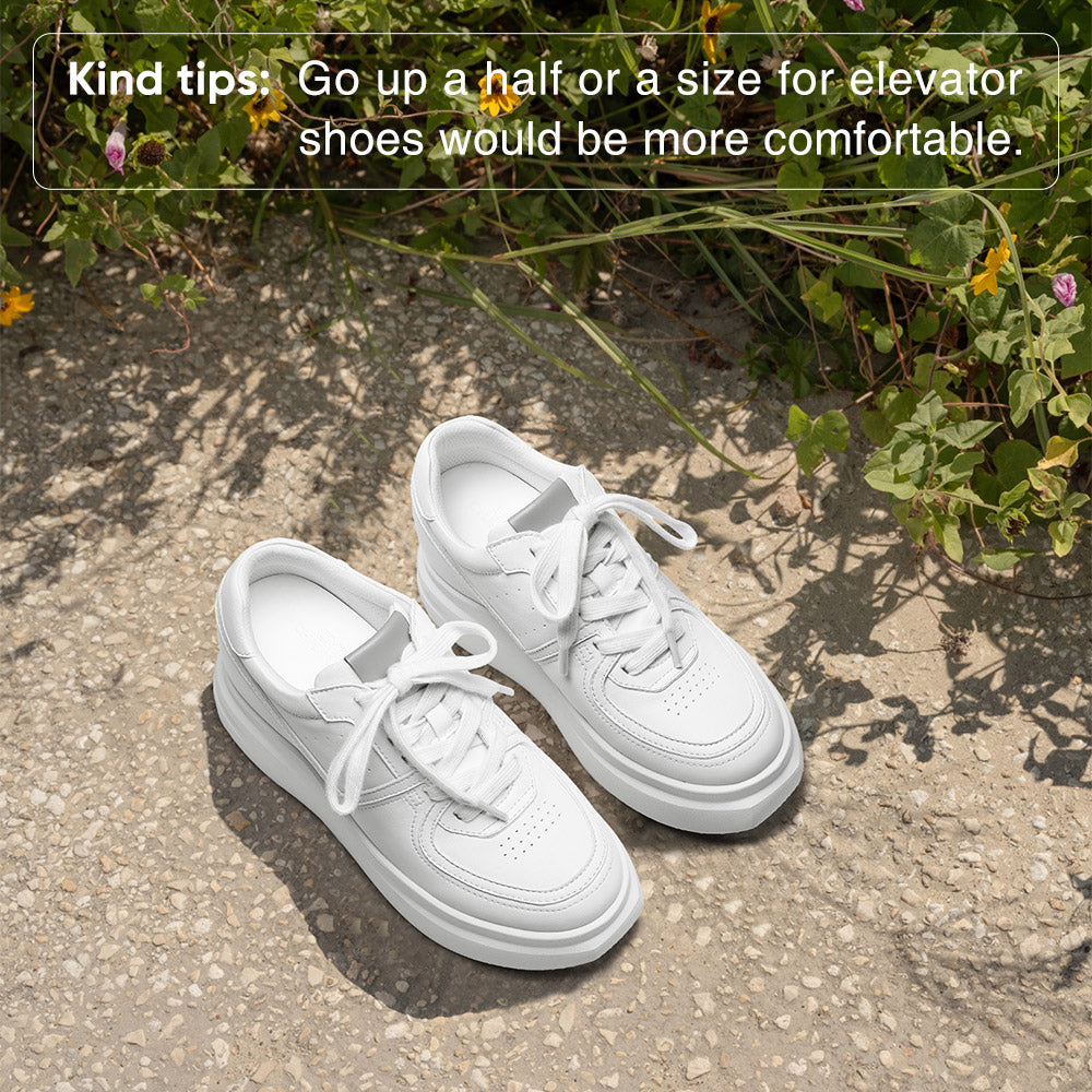 8 CM / 3.15 Inches CMR CHAMARIPA Elevator Sneakers For Women | White Leather Chunky Trainers