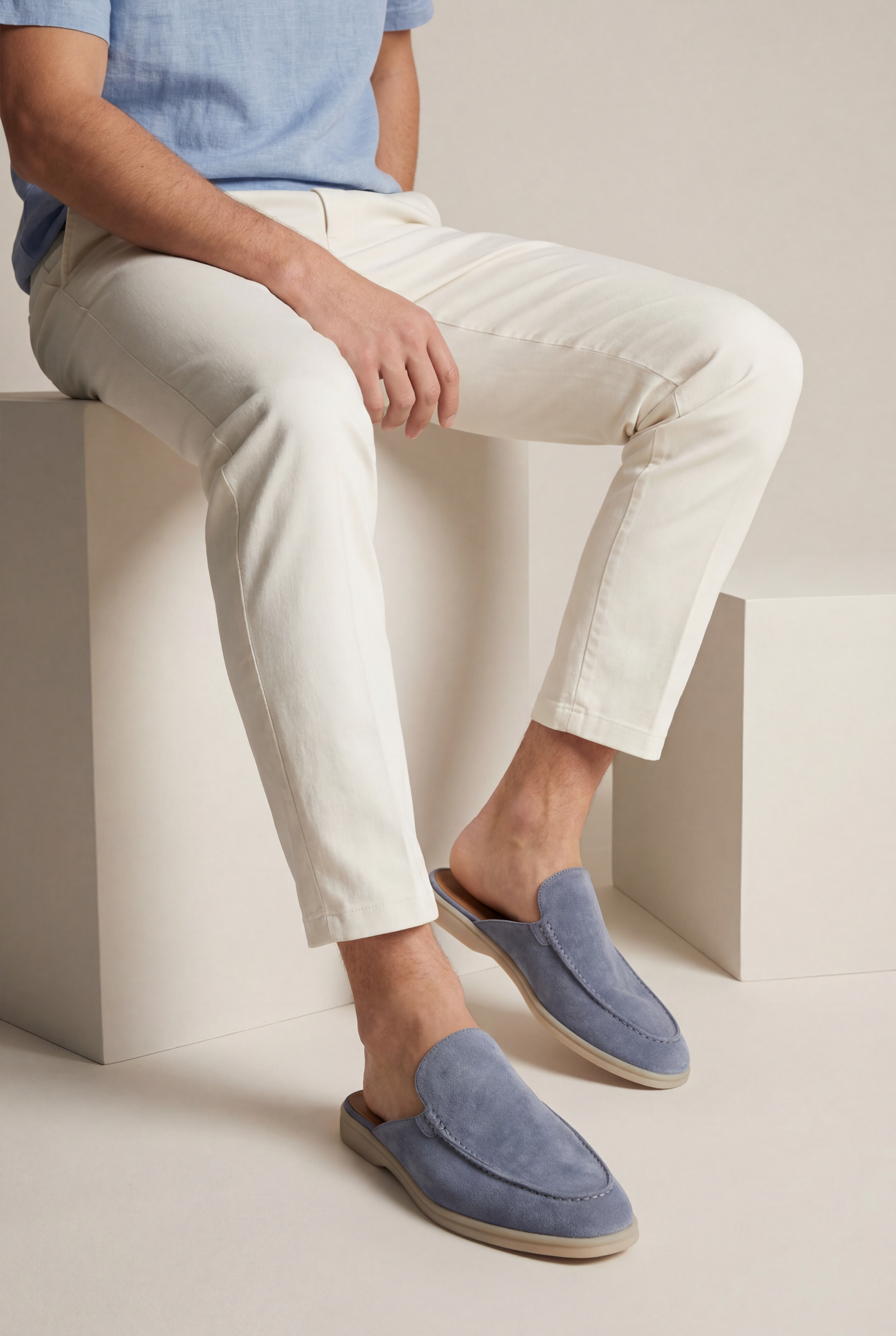 Yacht Suede Mule Baby Blue