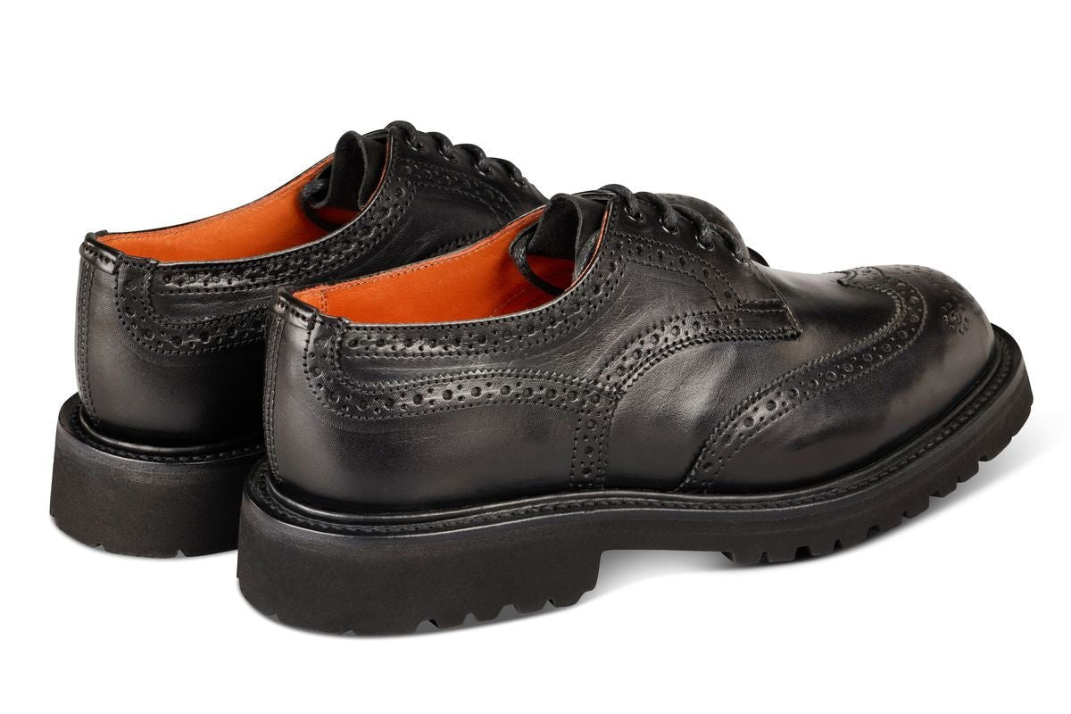 Anne Brogue Country Shoe - Black Ecopel