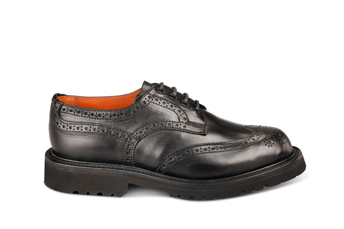 Anne Brogue Country Shoe - Black Ecopel