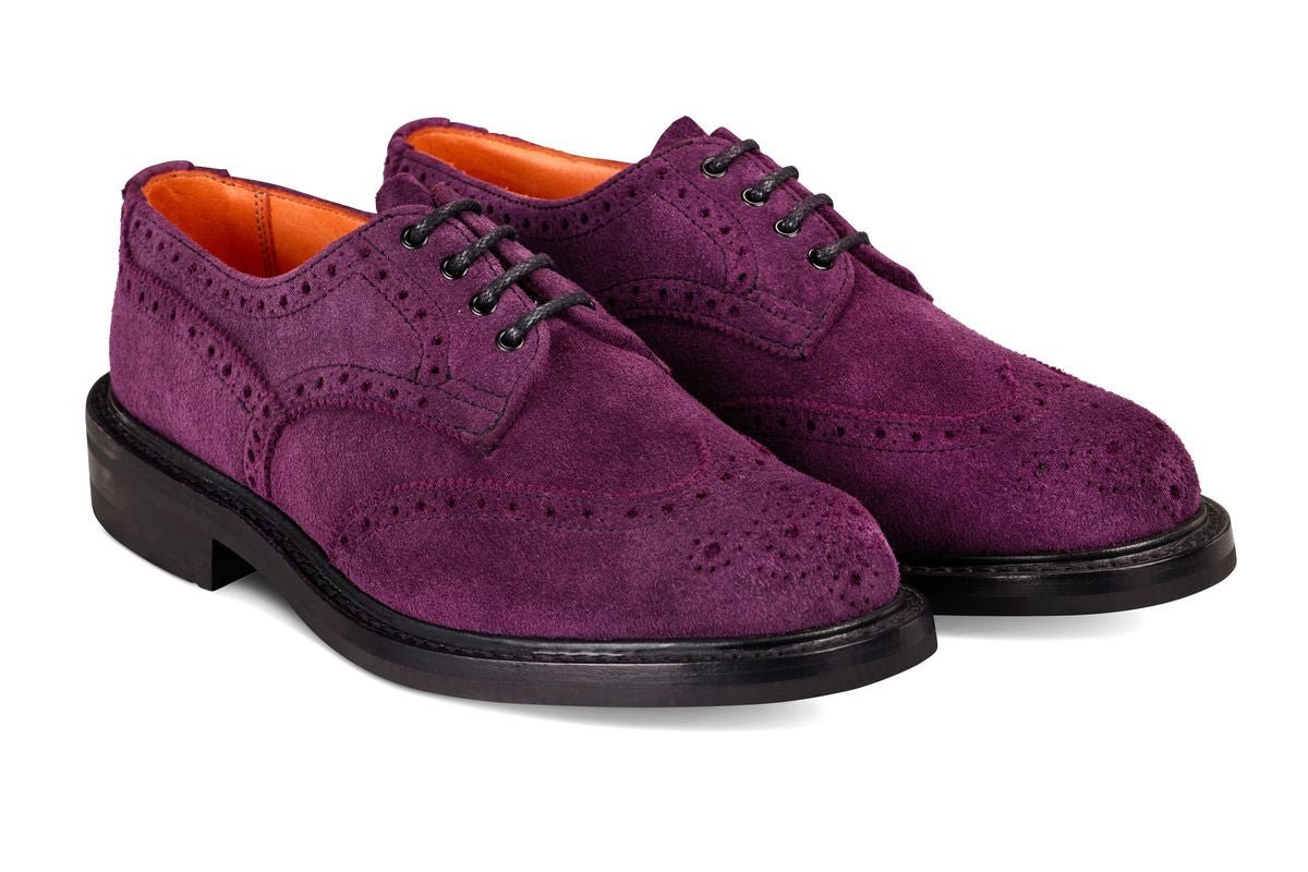 Anne Brogue Country Shoe - Burgundy/Black Reverse Kudu