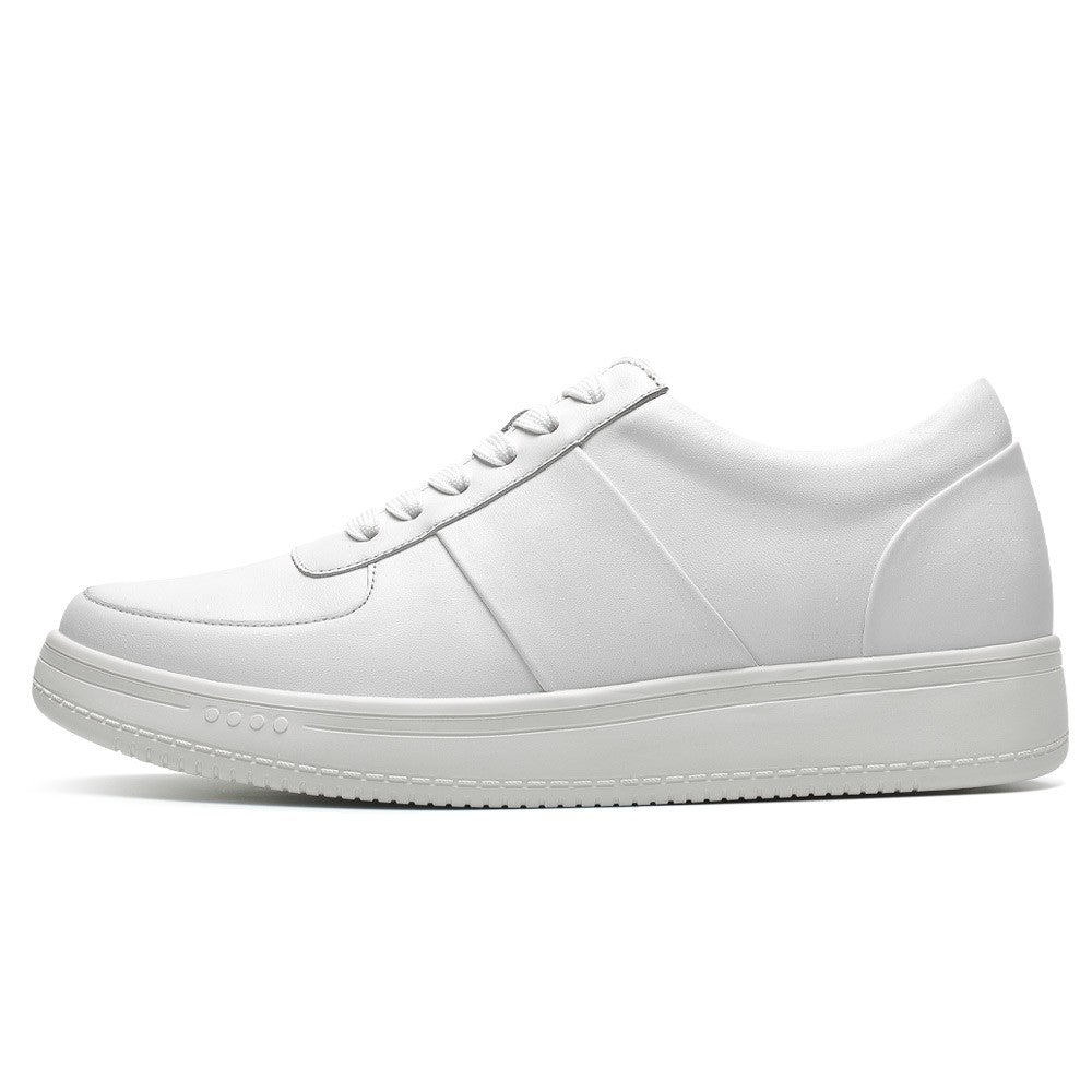 6 CM/2.36 Inches CMR CHAMARIPA Men's Casual Elevator Shoes - White Cowhide Leather Sneakers