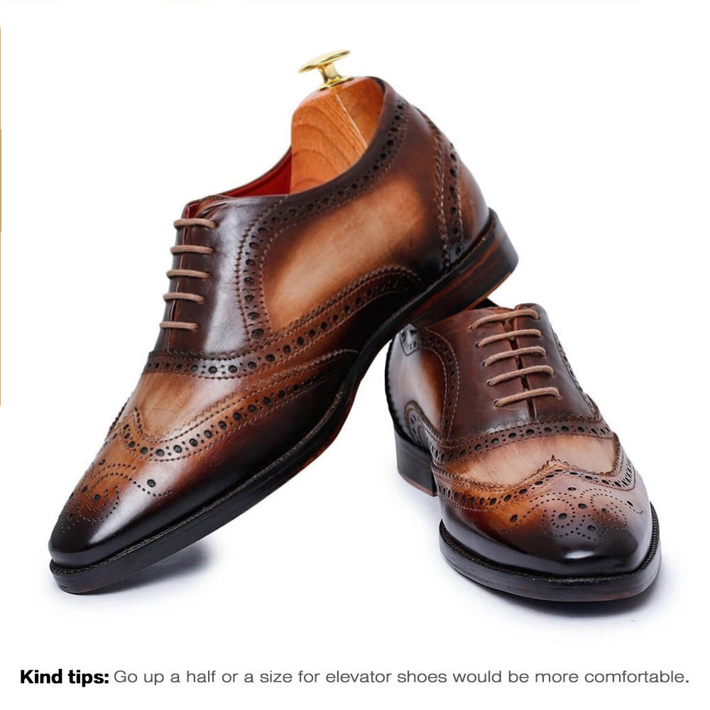 7 CM /2.76 Inches CMR CHAMARIPA Men's Elevator Shoes - Handcrafted Wingtip Brogue Oxford