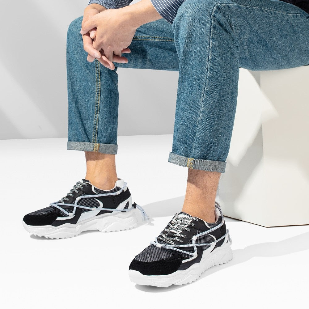 7 CM / 2.76 Inches CMR CHAMARIPA Men's Black Breathable Casual Sneakers Shoes