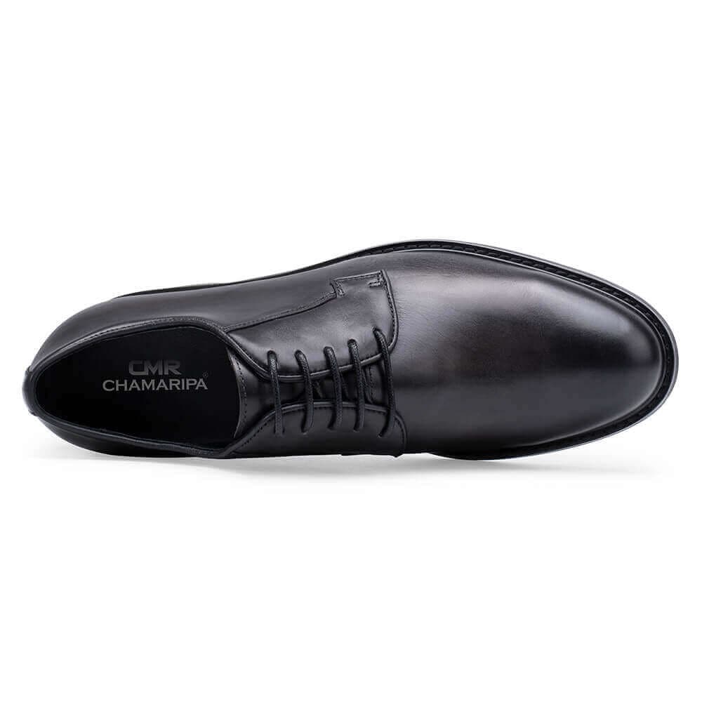 6CM / 2.36 Inches Taller - CMR CHAMARIPA Men's Shoes That Make You Taller - Height Increasing Shoes - Black Cow Leather Derby Shoes