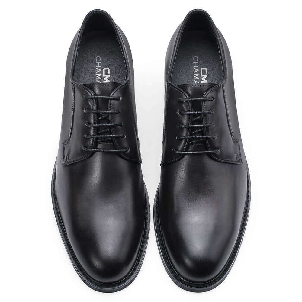 6CM / 2.36 Inches Taller - CMR CHAMARIPA Men's Shoes That Make You Taller - Height Increasing Shoes - Black Cow Leather Derby Shoes