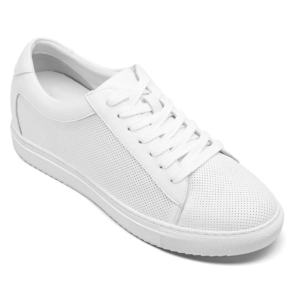 7 CM / 2.76 Inches - CMR CHAMARIPA White Sneakers That Make You Taller - Height Increasing Sneakers - Breathable Leather Casual Men's Sneakers