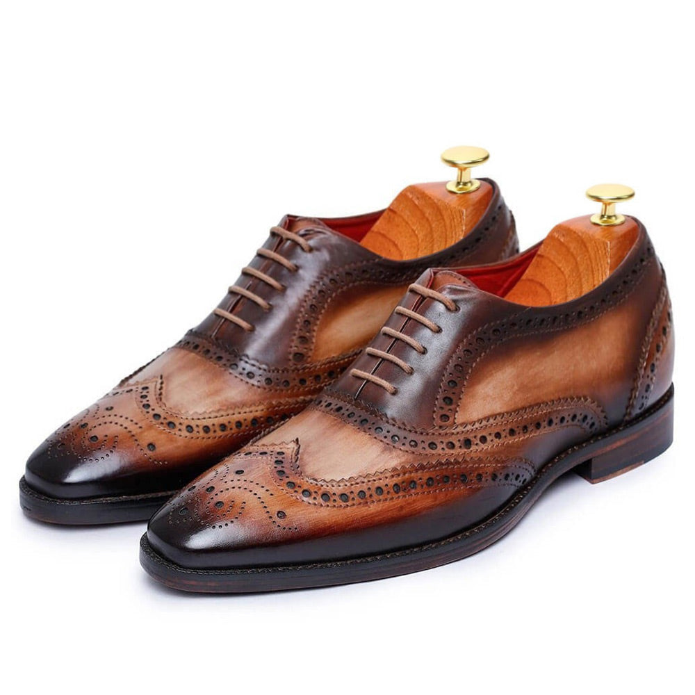 7 CM /2.76 Inches CMR CHAMARIPA Men's Elevator Shoes - Handcrafted Wingtip Brogue Oxford