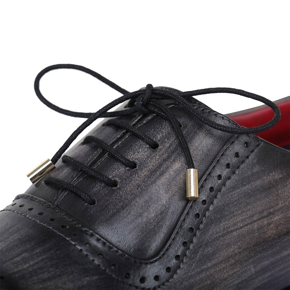 7 CM / 2.76 Inches Taller - CMR CHAMARIPA Dress Elevator Shoes - Handcrafted Medallion Toe Oxford - Gray
