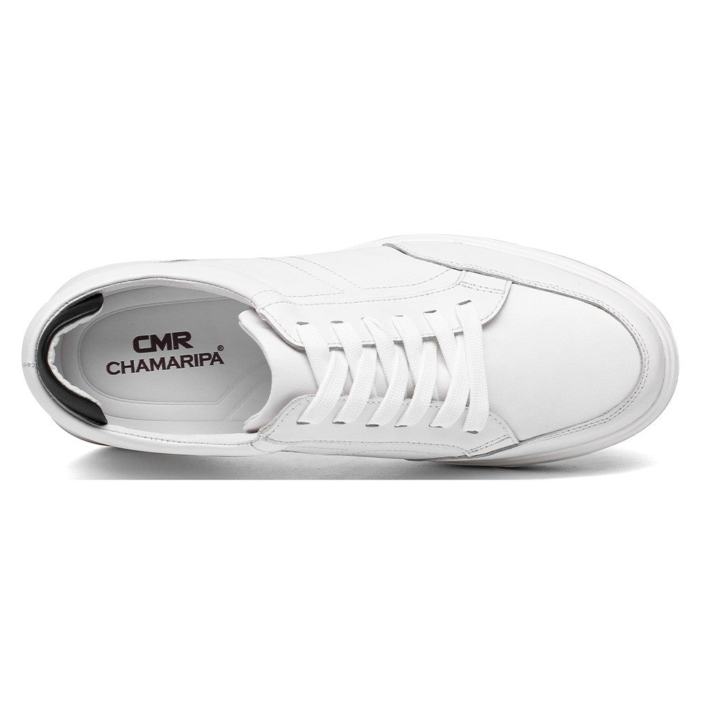 7CM/2.76 Inches CMR CHAMARIPA Men's White Leather Elevator Sneakers