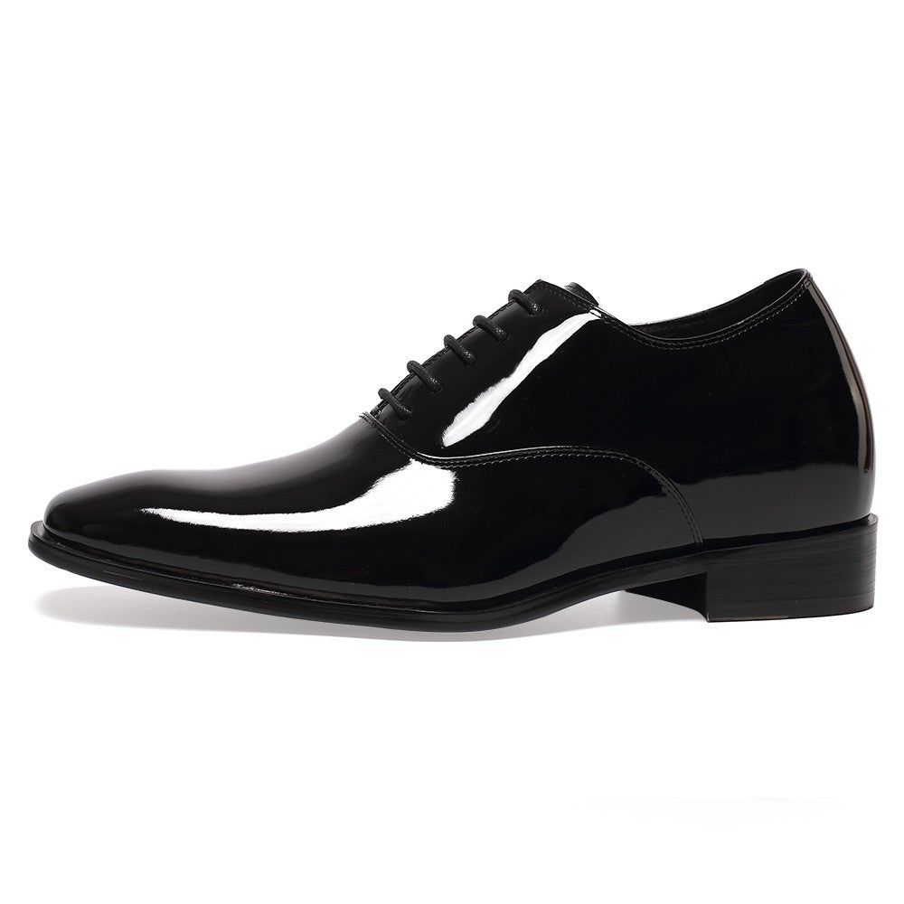 7 CM / 2.76 Inches CMR CHAMARIPA Glossy Elevator Tuxedo Shoes Patent Leather High Increase Shoes