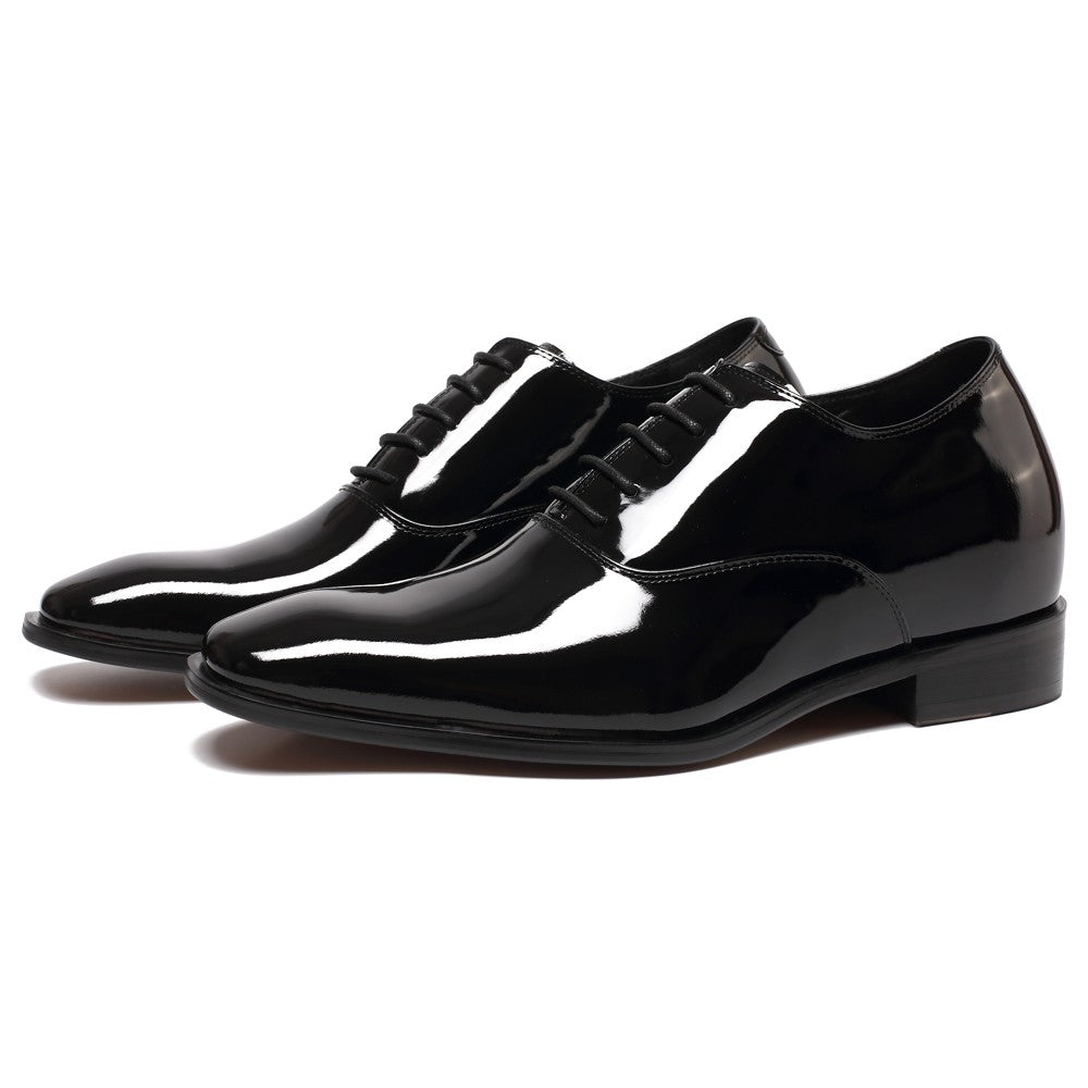 7 CM / 2.76 Inches CMR CHAMARIPA Glossy Elevator Tuxedo Shoes Patent Leather High Increase Shoes