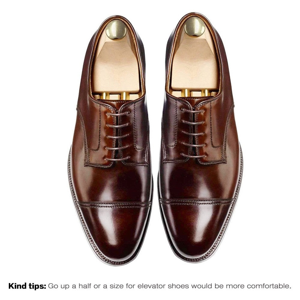 7 CM/2.76 Inches CMR CHAMARIPA Elegant Dark Brown Men's Shell Cordovan Derby Shoes