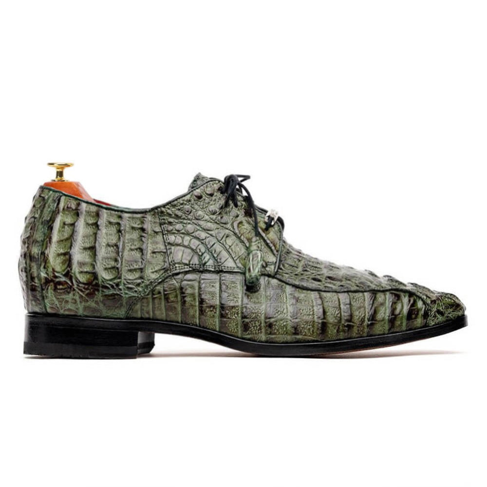 7 CM/2.76 Inches CMR CHAMARIPA Men's Green Exotic Crocodile Leather Derby Shoes – Handcrafted