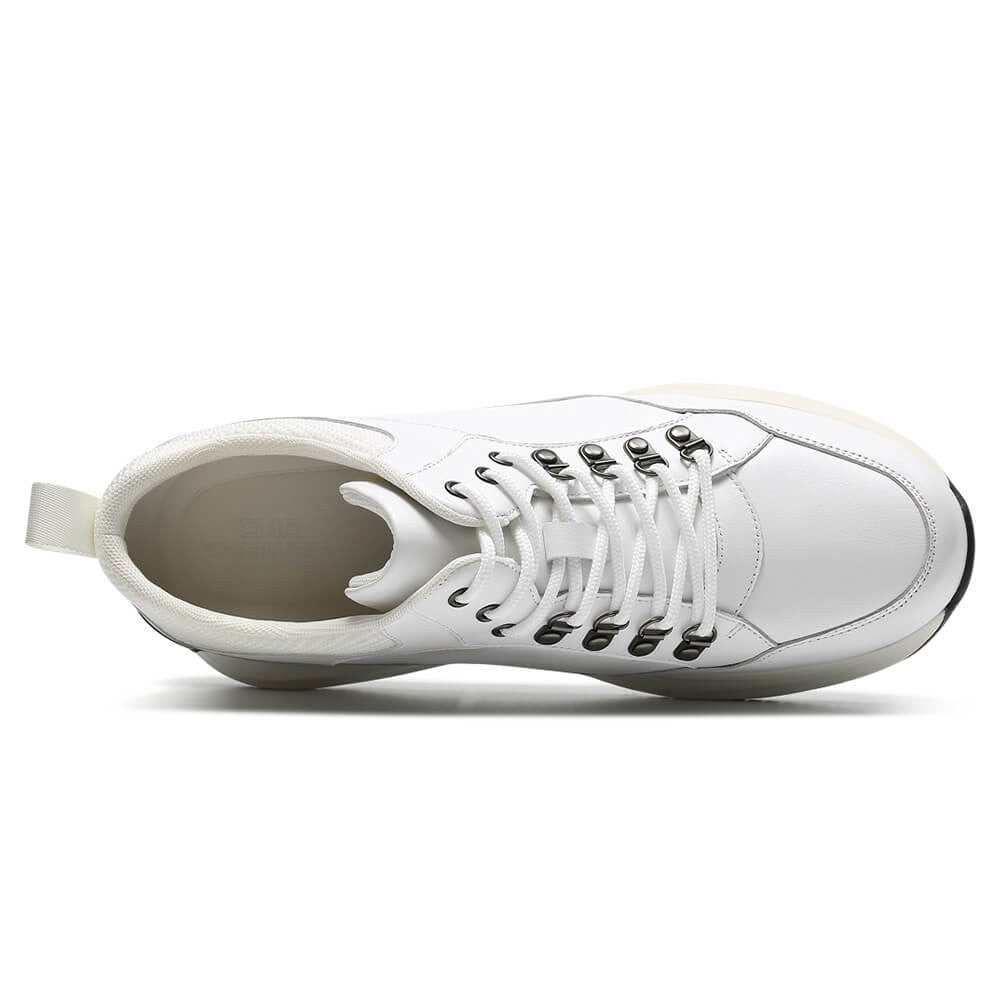 10 CM / 3.94 Inches - CMR Chamaripa Height Increase Shoes Men Elevator Sneakers Shoes White Leather Shoes