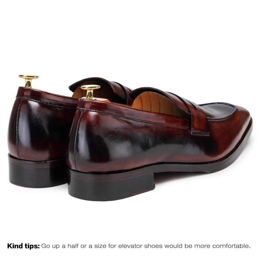 7 CM / 2.76 Inches Taller - CMR CHAMARIPA Height Increasing Shoes For Men - Handcrafted Penny Loafers - Brown