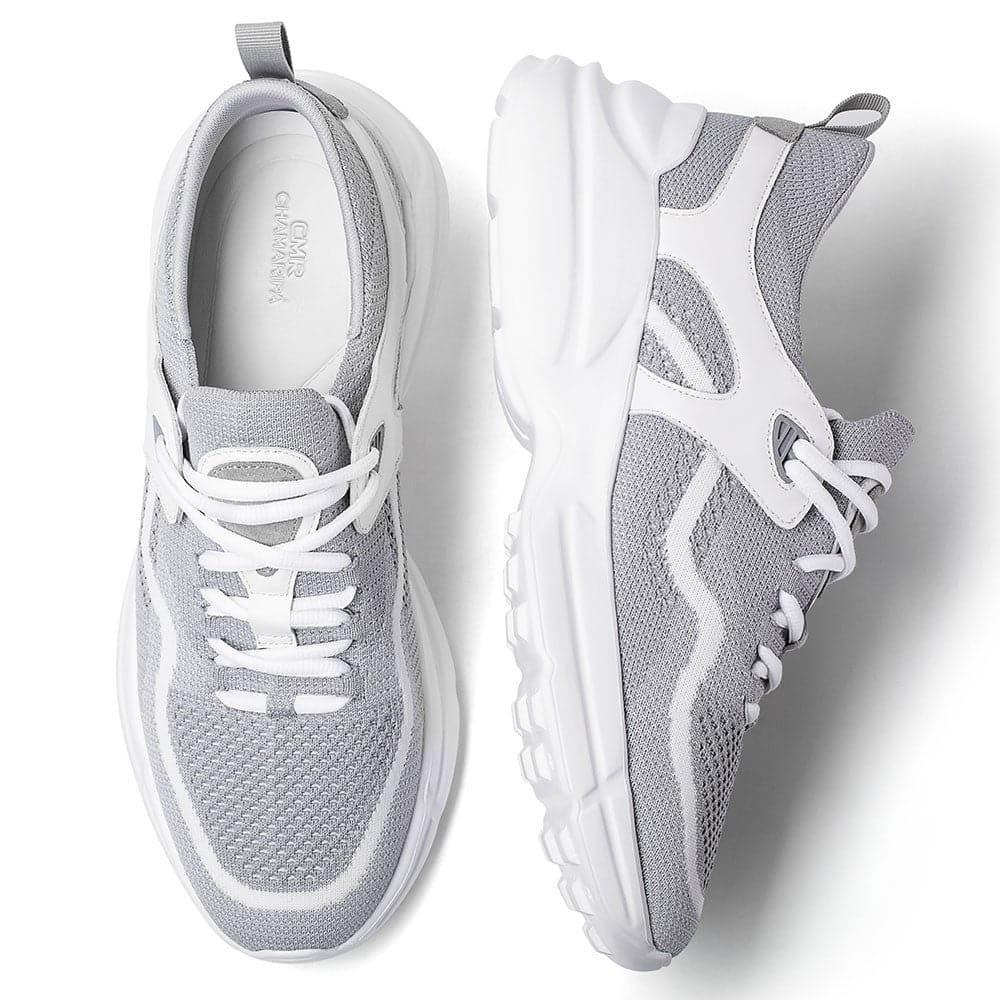 7CM / 2.76 Inches CMR CHAMARIPA Elevate Your Style with Lightweight Gray Knit Sneakers