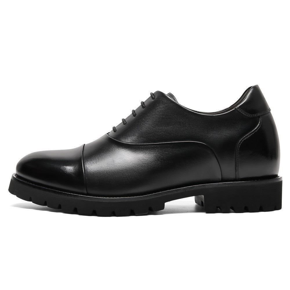 8 CM/3.15 Inches CMR CHAMARIPA Men's Height-Enhancing Black Leather Oxford Shoes