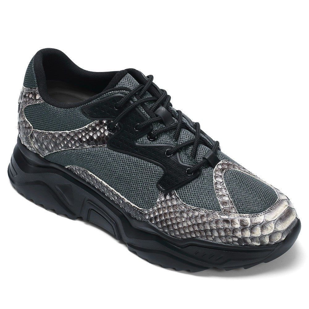 8 CM/3.15 Inches CMR CHAMARIPA Blue Python Leather & Mesh Sneakers