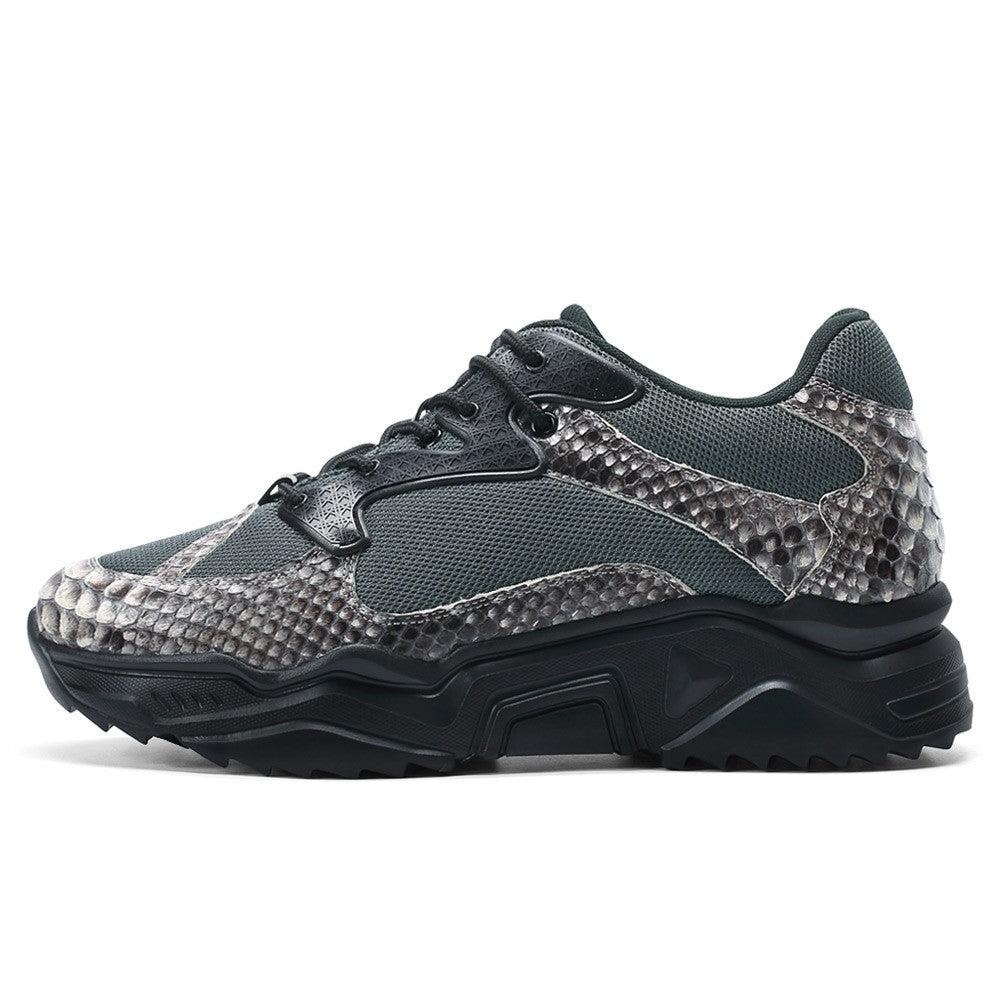 8 CM/3.15 Inches CMR CHAMARIPA Blue Python Leather & Mesh Sneakers