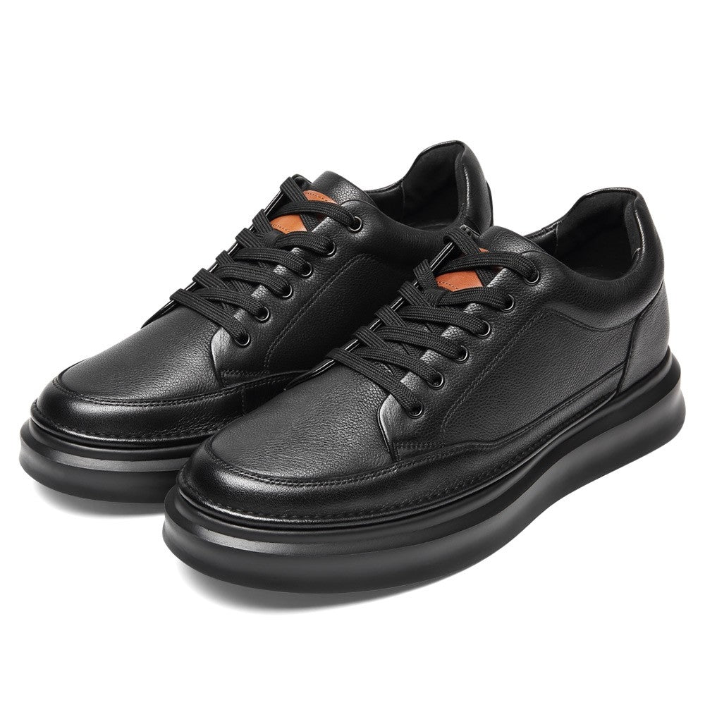 7 CM/2.76 Inches CMR CHAMARIPA Men's Black Leather Elevator Sneakers