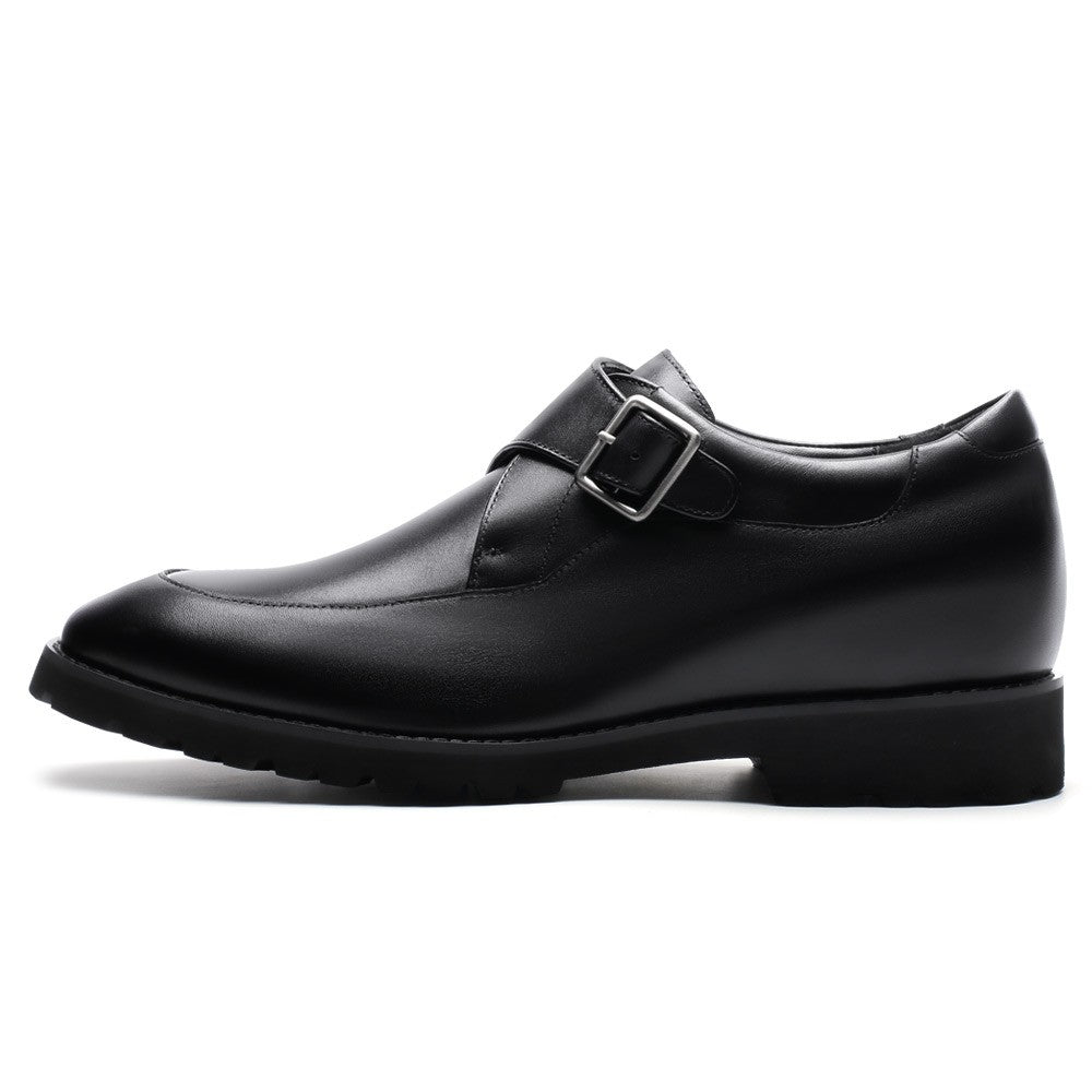 7 CM/2.76 Inches CMR CHAMARIPA Men's Height Increasing Dress Shoes - Black Leather Monk Strap
