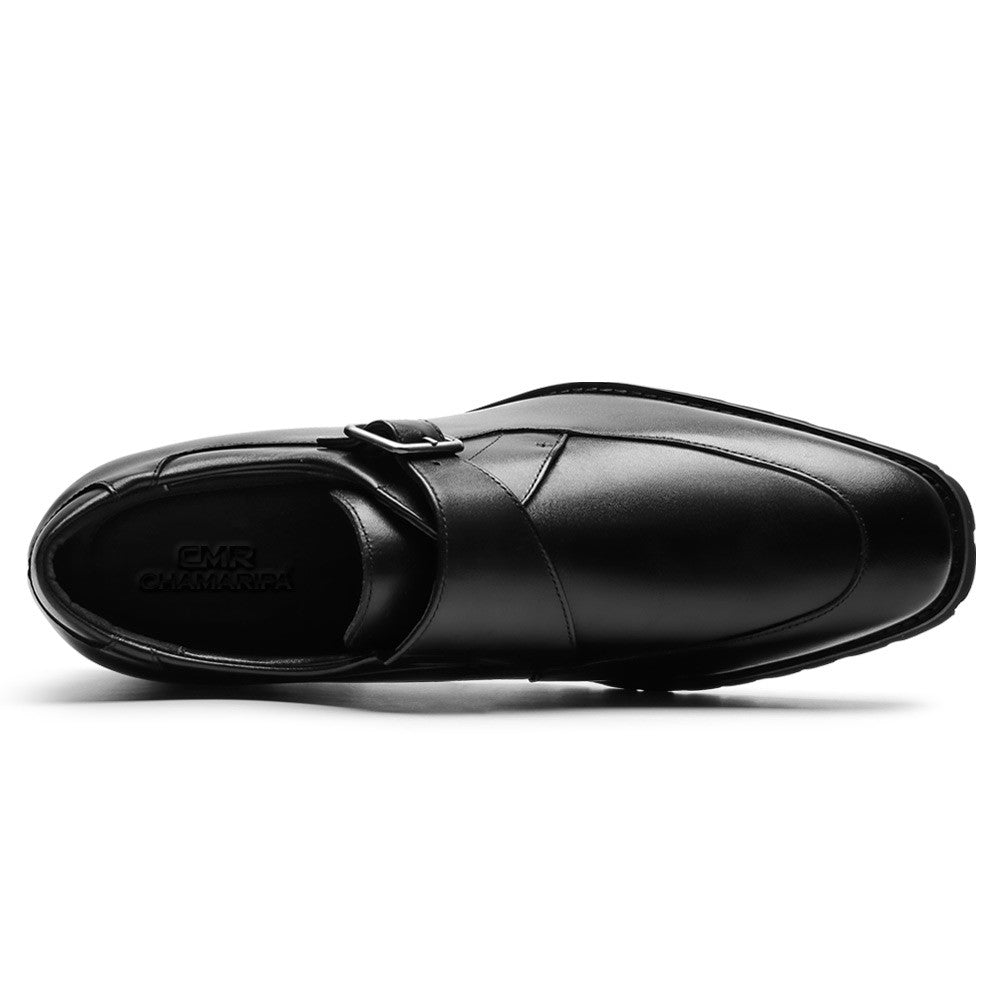 7 CM/2.76 Inches CMR CHAMARIPA Men's Height Increasing Dress Shoes - Black Leather Monk Strap