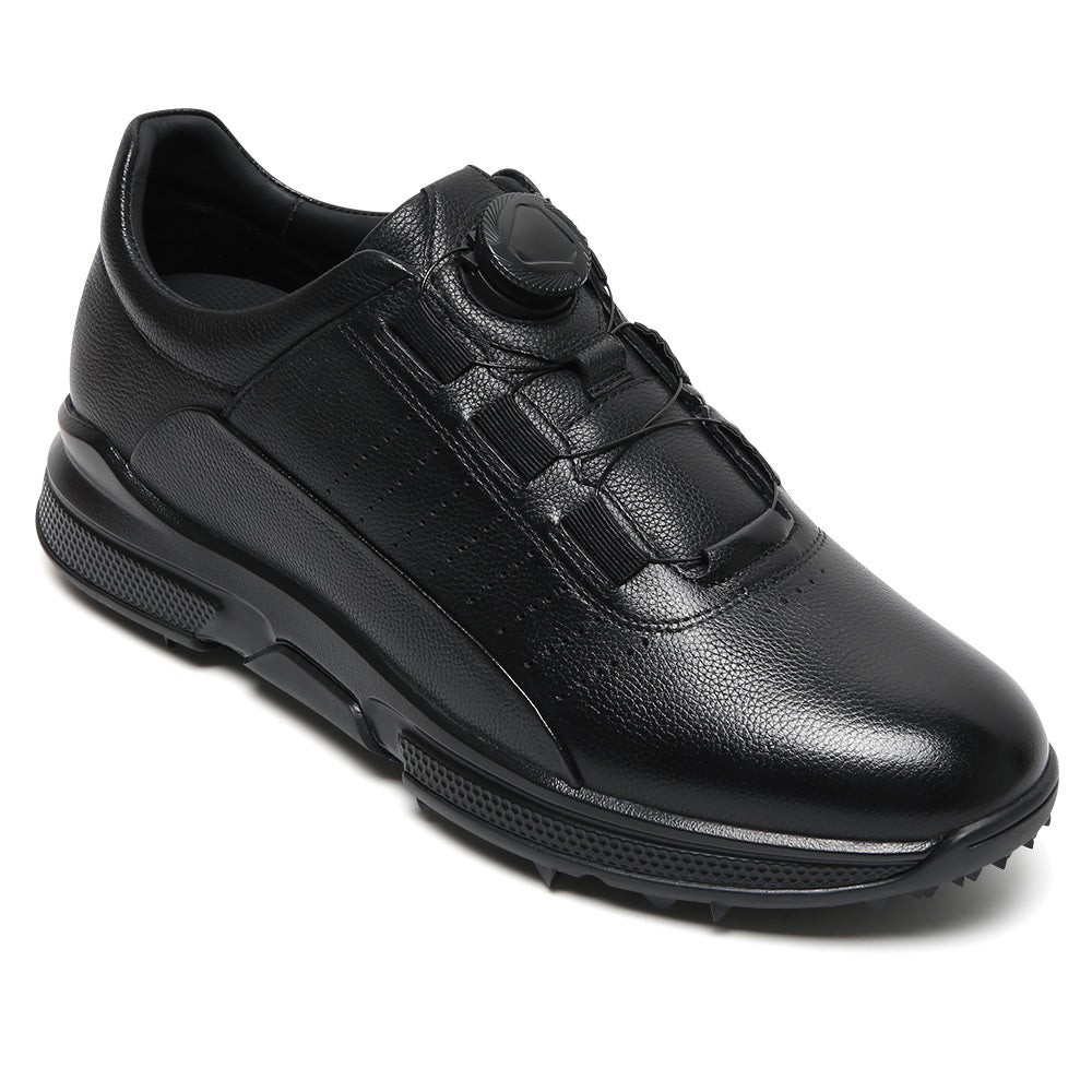 7CM / 2.76 Inches CMR CHAMARIPA Men's Shoes With Higher Heels | Black Leather Casual Sneakers