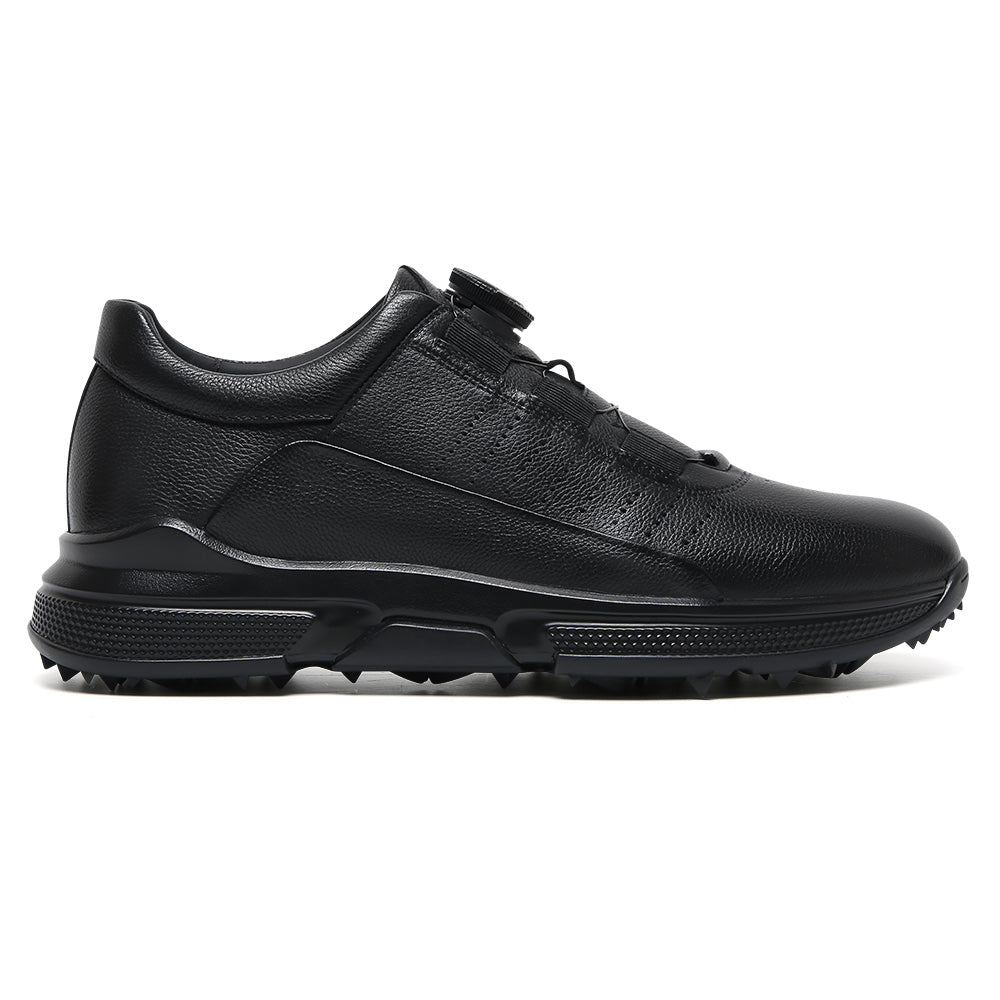 7CM / 2.76 Inches CMR CHAMARIPA Men's Shoes With Higher Heels | Black Leather Casual Sneakers