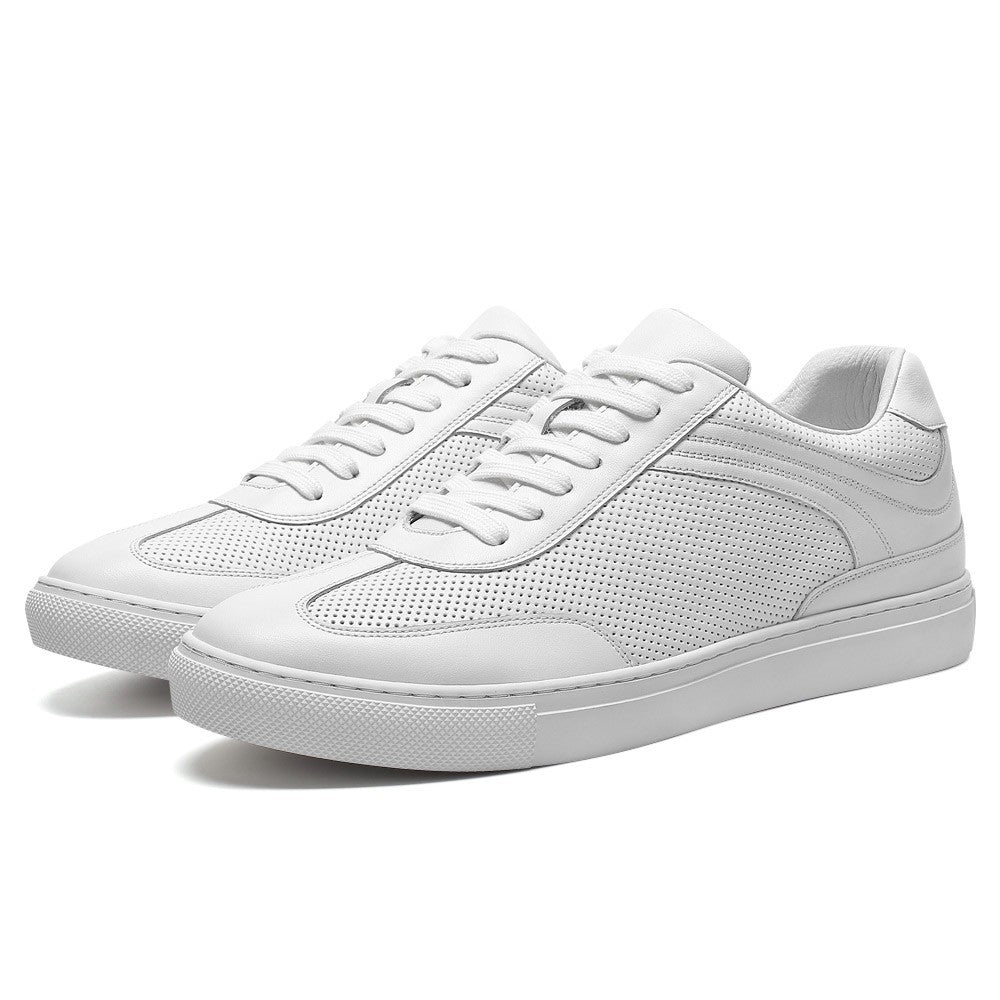 6 CM/2.36 Inches CMR CHAMARIPA Men’s Elevator Casual Sneakers - Crisp White Leather Shoes for Subtle Height Boost & Everyday Style