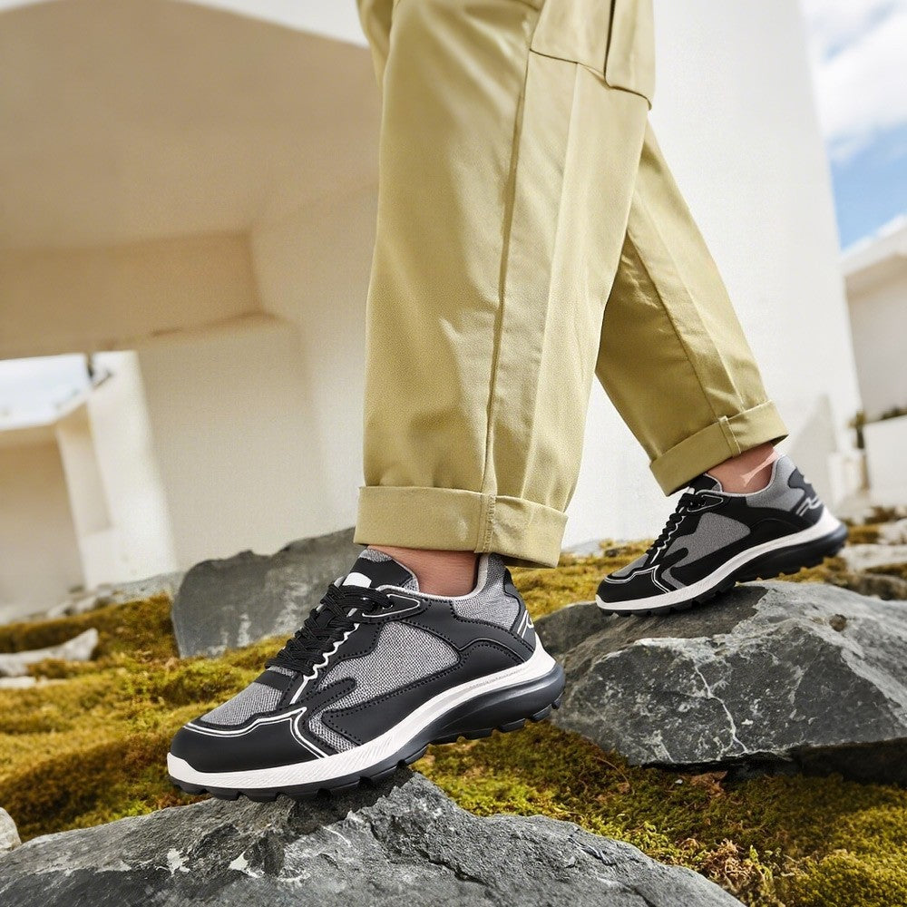 7 CM/2.76 Inches CMR CHAMARIPA Men's Gray Cloth Elevator Sports Sneakers – 7cm Height Boost
