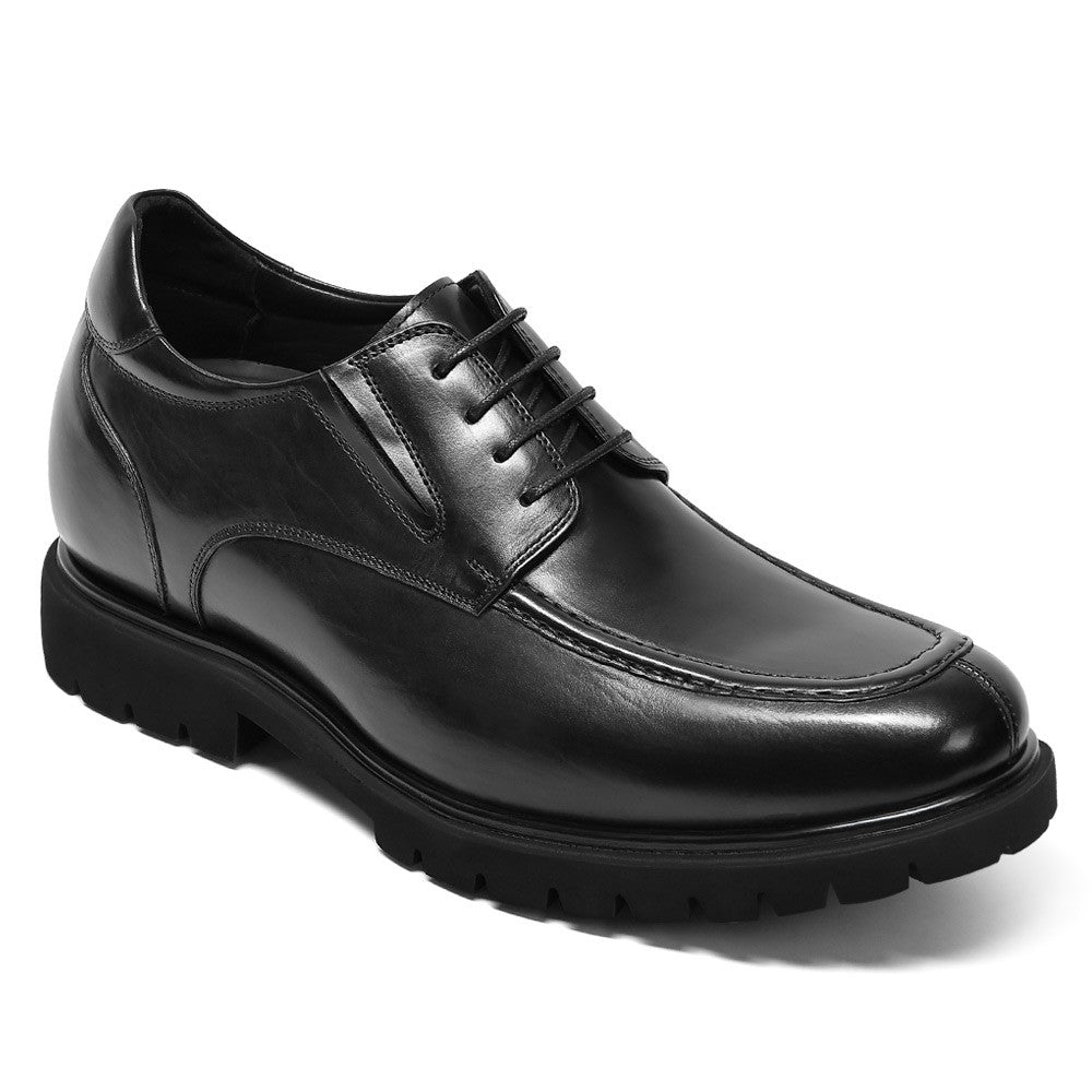 8 CM/3.15 Inches CMR CHAMARIPA Men's Premium Black Leather Elevator Dress Shoes – 8CM Discreet Height Lift for Business & Formal Elegance