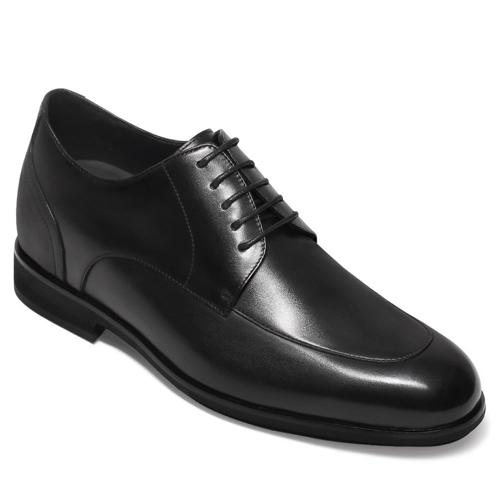 6 CM/2.36 Inches CMR CHAMARIPA Men's Elevator Derby Shoes | 6CM Height Increase Dress Shoes | Black Calfskin Leather, Classic Lace-Up Design