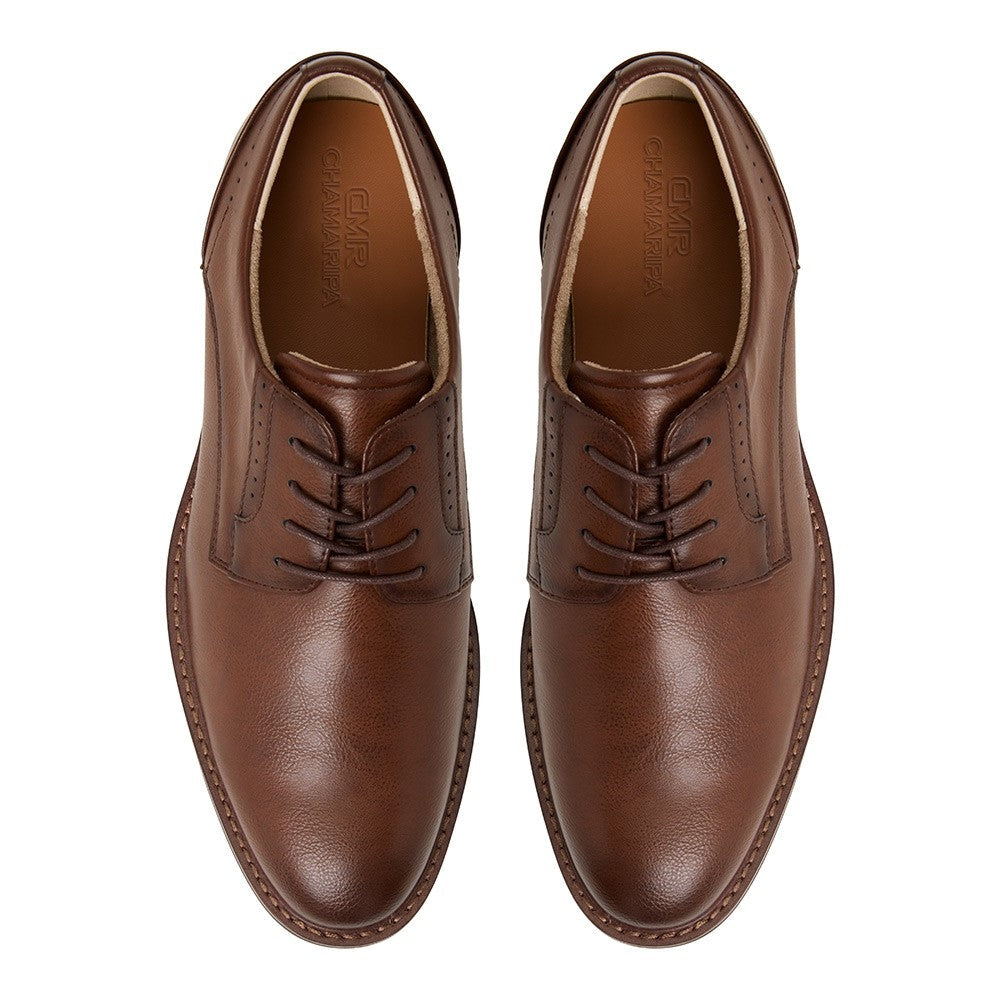 7 CM/2.76 Inches CMR CHAMARIPA  Men’s Cognac Vegan Leather Elevator Dress Shoes