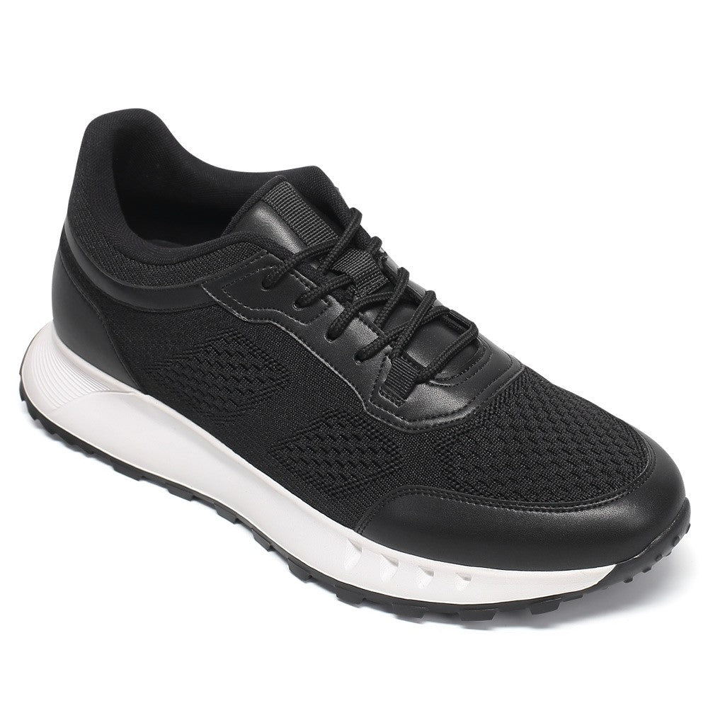 6 CM/2.36 Inches CMR CHAMARIPA Men's Black Knit Elevator Sneakers